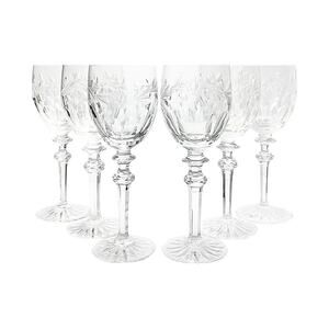 Rogaska “Country Garden” Set of 6 Crystal Water Glasses 8 3/4” 10oz Signed